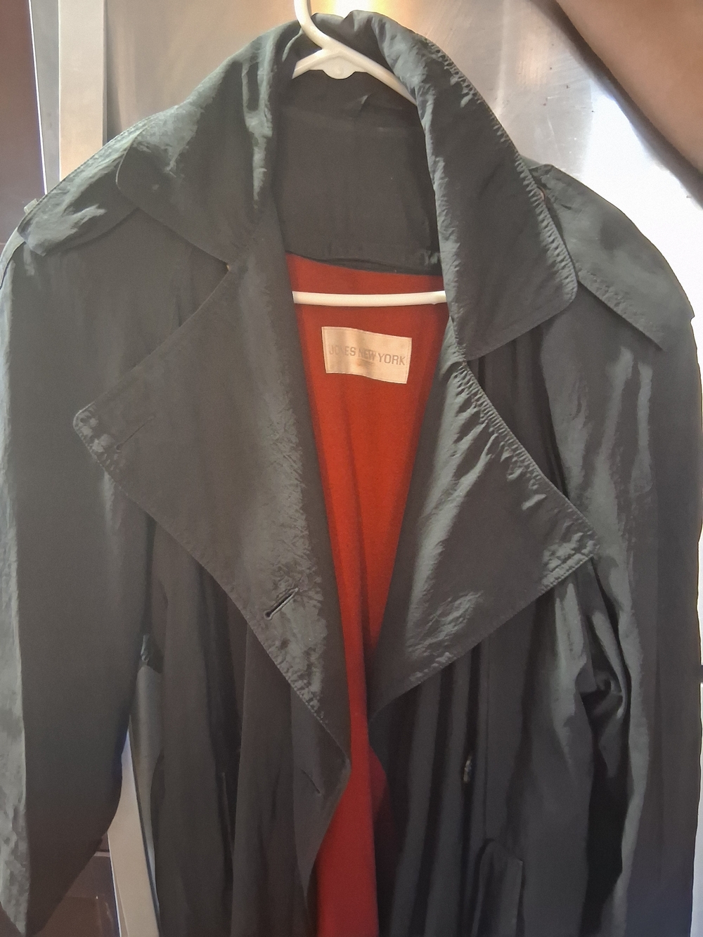 Jones New York Black Trench with Red Interior